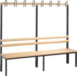 Garderobenbank einseitig B1960xT403xH1710 mm RAL 7021/Hartholz ohne Schurost, 6 Füße CP Produktbild