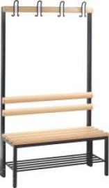 Garderobenbank einseitig B1000xT403xH1710 mm RAL 7021/Hartholz mit Schuhrost, 4 Füße CP Produktbild