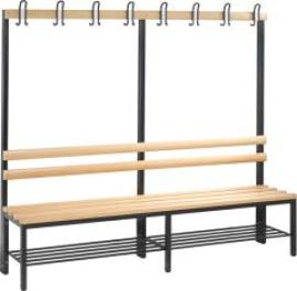 Garderobenbank einseitig B1960xT403xH1710 mm RAL 7021/Hartholz mit Schuhrost, 6 Füße CP Produktbild