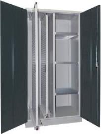 Vertikalauszugsschrank B1000xT600xH1950 mm 2 Wannen, 3 Böden RAL 7035/7016, Mittelwand Produktbild