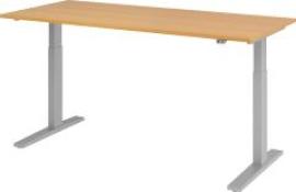 Schreibtisch höhenvers. 1800x800x700-1200 mm Gestell silber, Platte Buche Produktbild