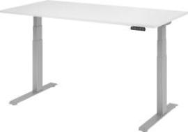 Schreibtisch höhenvers. 1600x800x640-1290 mm Gestell silber, Platte Weiss Produktbild