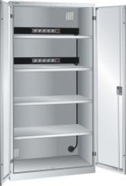 Akku-Ladeschrank B1000xT580xH1950mm RAL 7035,Vollblechtür 2x5-fach Leiste,4Böden Produktbild