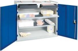 Werkzeugschrank B1000xT500xH1000 mm RAL 7035/5010 2 Schubladen, 2 Wannen Produktbild