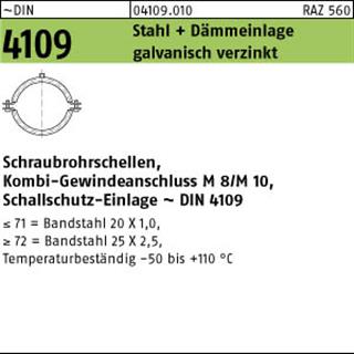 DIN 4109 Zn 48 - 53 / M 8 + M 10 Rohrschelle m. Schalldämpfung gal Zn S Produktbild img1 L