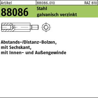 ART 88086 SK-Abst. Bolzen I/A St. gal Zn M 5 x 18 /11 x 10 SW 8 gal Zn S Produktbild img1 L