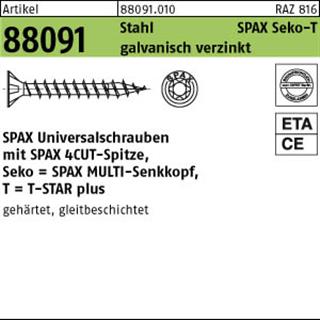 ART 88091 SPAX St. 3,5 x 25/20 -T20 WIROX, Senkkopf gal Zn S Produktbild img1 L