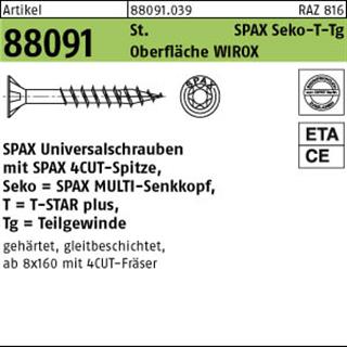 ART 88091 SPAX St. 8 x 260/ 80 -T40 Oberfläche WIROX gal Zn S Produktbild img1 L
