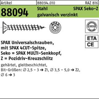 ART 88094 SPAX St. 3,5 x 50/40 -Z WIROX, Senkkopf gal Zn S Produktbild img1 L