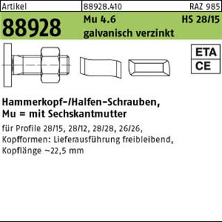 ART 88928 Halfenschr. Typ 28/15 4.6 M 10 x 125 gal Zn gal Zn S Produktbild img1 L