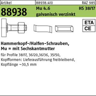 ART 88938 Halfenschr. Typ 38/17 4.6 M 10 x 20 gal Zn gal Zn S Produktbild img1 L