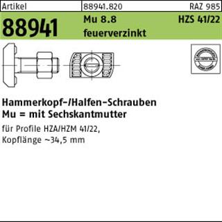 ART 88941 Halfenschr. Typ HZS 41/22 8.8 M 16 x 100 feuerverzinkt tZn S Produktbild img1 L