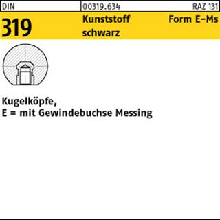 DIN 319 Kunstst. E 50 M 12 schwarz mit Mess. Gewindebu. Kunstst S Produktbild img1 L