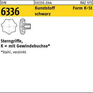DIN 6336 Kunstst. schwarz K 40 M 8 Gewindebuchse Stahl gal Zn KU-St S Produktbild img1 L