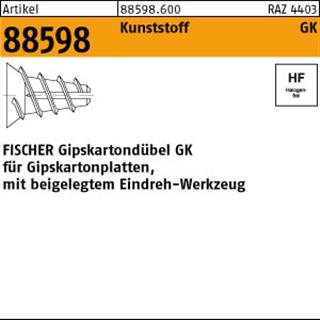 ART 88598 FISCHER-Gipskartondübel GK Kunstst.,m. je 1 Setzwerkzeug S Produktbild img1 L