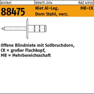 ART 88475 PolyGrip Mehrber.-Blindniete Alu/St. verz. K 9,5 3,2 x 8 S Produktbild img1 L