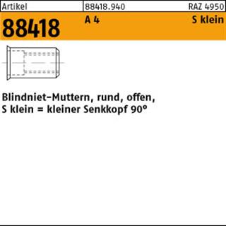 ART 88418 Blindnietmuttern A 4 kl. Seko M 8 / 0,25 - 3,5 S Produktbild img1 L