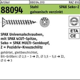 ART 88094 SPAX St. 4 x 12/ 9 -Z WIROX, Senkkopf gal Zn S Produktbild