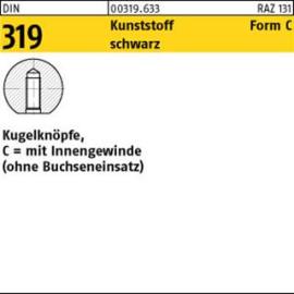 DIN 319 Kunstst. C 25 M 6 schwarz Innengew. o. Buchse Kunstst S Produktbild