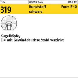 DIN 319 Kunstst. E 40 M 10 schwarz mit St. Gewindebu. Kunstst S Produktbild