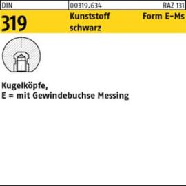 DIN 319 Kunstst. E 20 M 5 schwarz mit Mess. Gewindebu. Kunstst S Produktbild