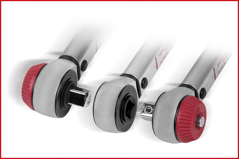 1/2" ERGOTORQUEprecision Drehmomentschlüssel 40-200 Nm mit Quick-Lock Drehknopf-Umsteck-Ratschenkopf Produktbild img18 L