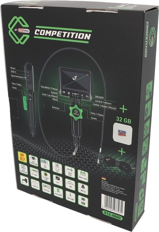 COMPETITION HD-Videoskop-Satz, Ø 6,0 mm, 180° und 0° HD Frontkamera-Sonde, flexible PVC Hülle Produktbild img7 L