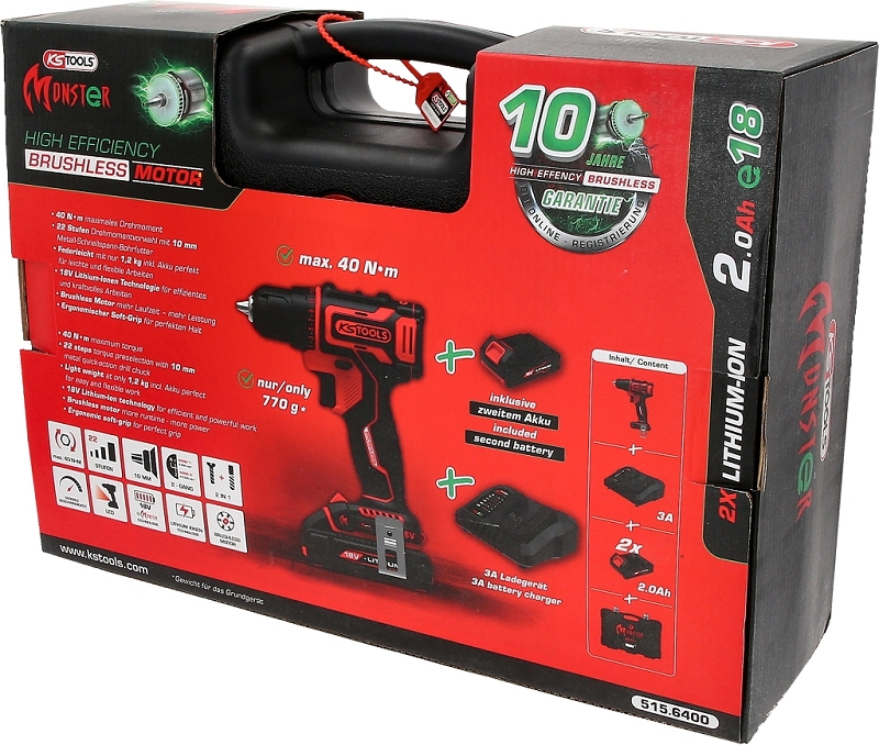 eMONSTER Brushless-Akku-Bohr-Schrauber-Satz, 4-tlg Produktbild img5 L