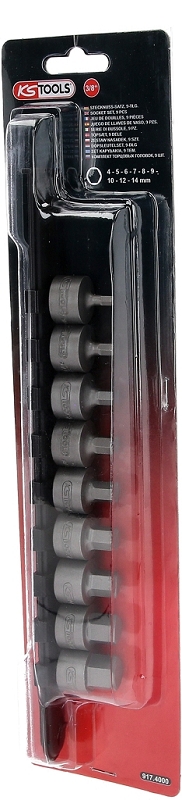 3/8" Bit-Stecknuss-Satz Innensechskant, kurz, 9-tlg, 4-14mm Produktbild img4 L