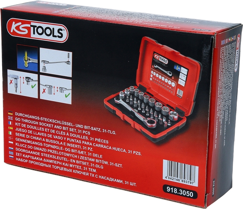 1/4" + 11 mm Durchgangs-Steckschlüssel- und Bit-Satz, 31-tlg Produktbild img6 L