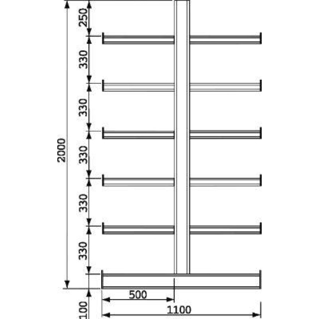 Doppelseitiges Kragarmregal META MULTISTRONG ST Produktbild img1 L