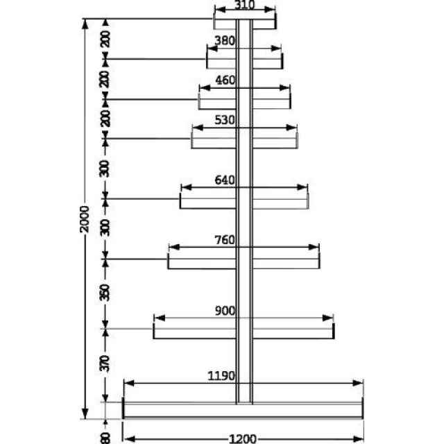 Doppelseitiges Langgutregal META ATLAS ST Produktbild img1 L