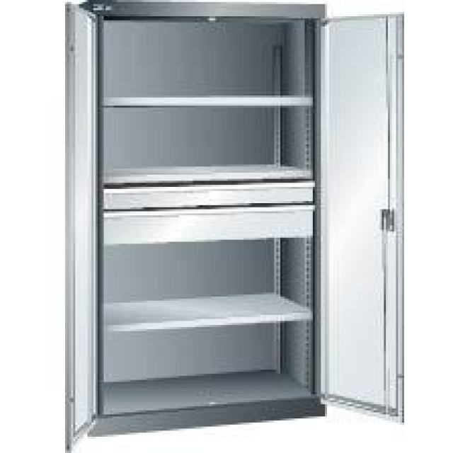 Schwerlastschrank mit Türen, 3 Verstellböden und 2 Schubladen Produktbild img1 L