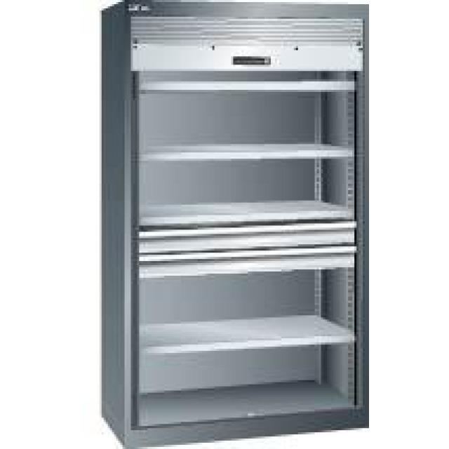 Schwerlastschrank mit Rollladen, 4 Verstellböden und 2 Schubladen Produktbild img1 L