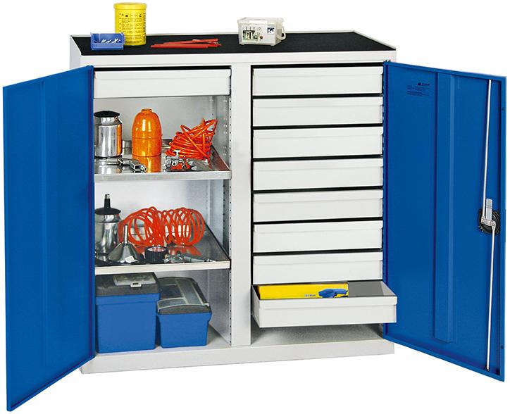 Werkzeug- und Materialschrank Serie 2000, 9 Schubladen, 2 Fachböden und Mitteltrennwand Produktbild img2 L