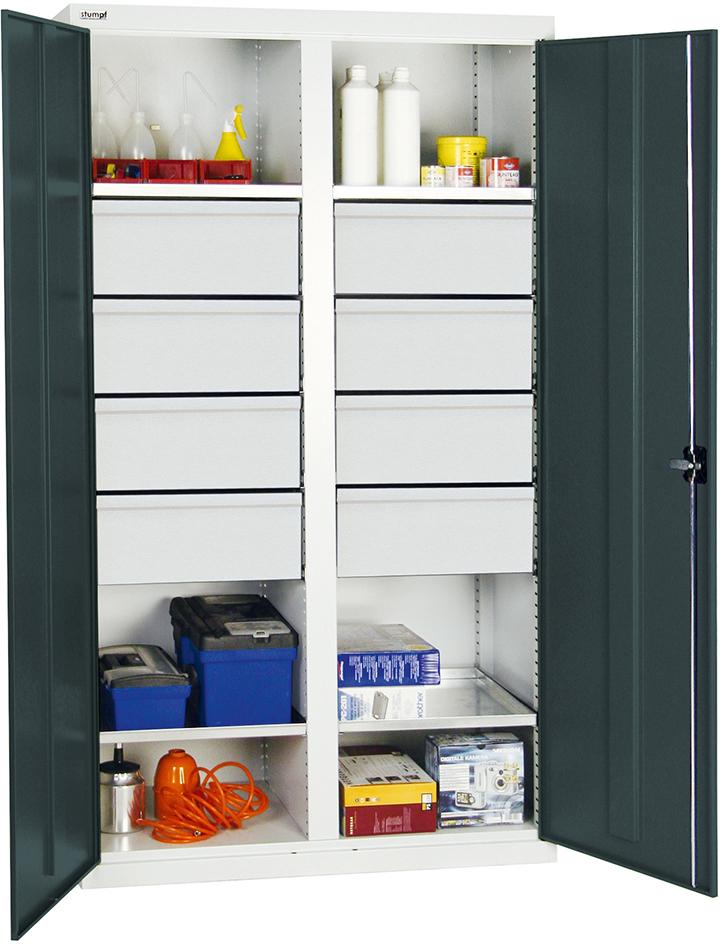 Werkzeug- und Materialschrank Serie 2000, 8 Schubladen, 4 Fachböden, Mitteltrennwand Produktbild img2 L