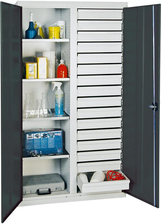 Werkzeug- und Materialschrank Serie 2000, 4 Fachböden, 16 Schubladen, Mitteltrennwand Produktbild img2 L