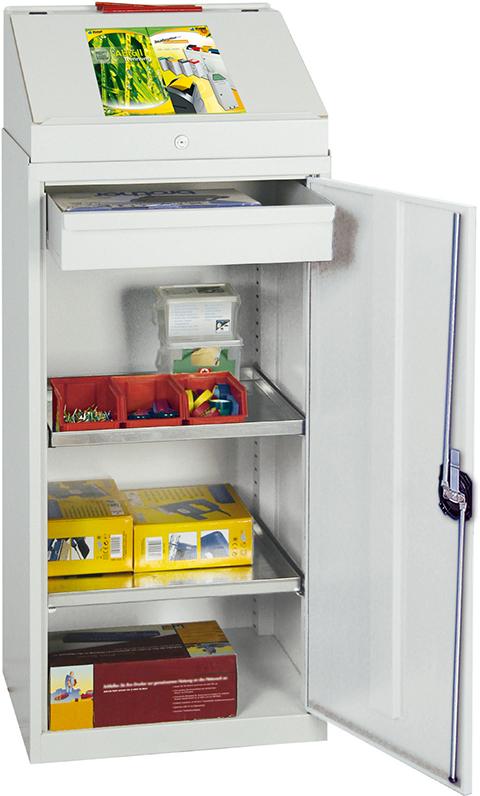 Werkzeug- und Materialschrank Serie 2000, 1 Schreibpultaufsatz, 1 Schublade, 2 Fachböden Produktbild img2 L