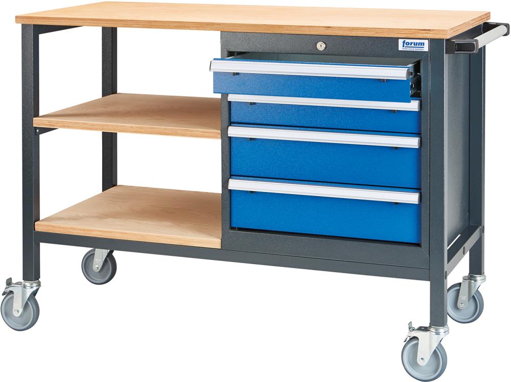 Mobile Kastenwerkbank, Breite 1300 mm, 4 Schubladen Produktbild img3 L