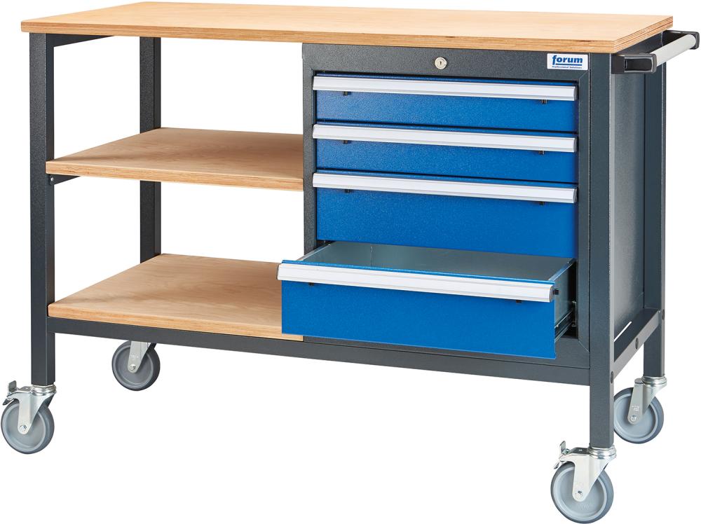 Mobile Kastenwerkbank, Breite 1300 mm, 4 Schubladen Produktbild img4 L