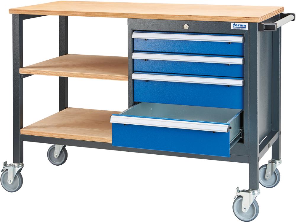 Mobile Kastenwerkbank, Breite 1300 mm, 4 Schubladen Produktbild img6 L