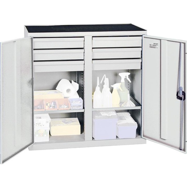 Werkzeug- und Materialschrank Serie 2000, 6 Schubladen, 2 Fachböden und Mitteltrennwand Produktbild img1 L