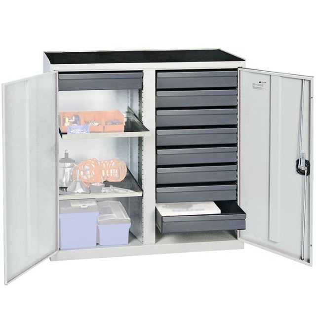 Werkzeug- und Materialschrank Serie 3000, 9 Schubladen, 2 Wannenböden, Mitteltrennwand Produktbild img1 L