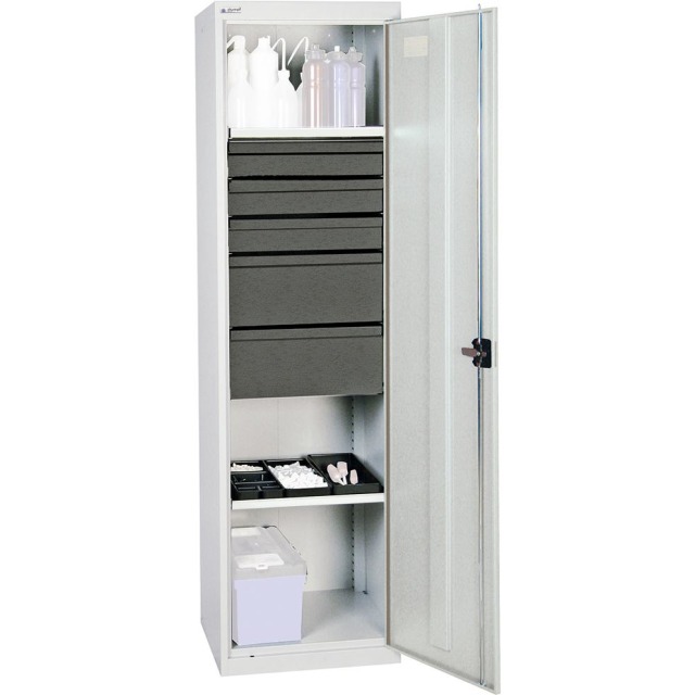 Werkzeug- und Materialschrank Serie 3000, 3 Schubladen 100 mm, 2 Schubladen 200 mm, 2 Wannenböden Produktbild img1 L