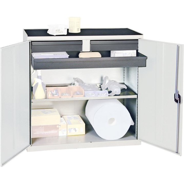 Werkzeug- und Materialschrank Serie 3000, 2 Schubladen, 1 Großraumschublade, 1 Wannenboden Produktbild img1 L