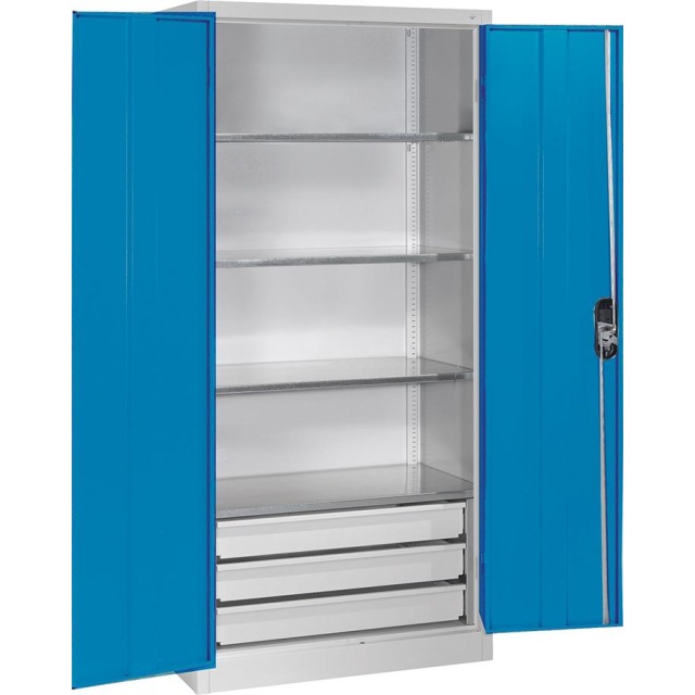 Großraum-Werkzeugschrank (RAL 7035/5012), 3 Schubladen unten Produktbild img1 L