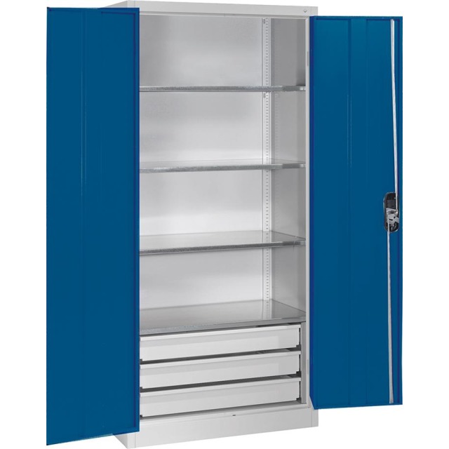 Großraum-Werkzeugschrank (RAL 7035/5010), 3 Schubladen unten Produktbild img1 L