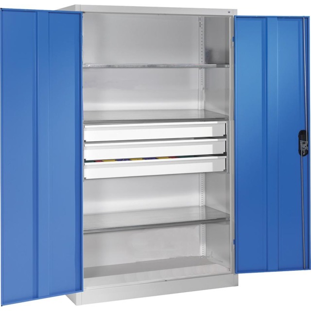 Großraum-Werkzeugschrank (RAL 7035/5012), 3 Schubladen mittig Produktbild img1 L