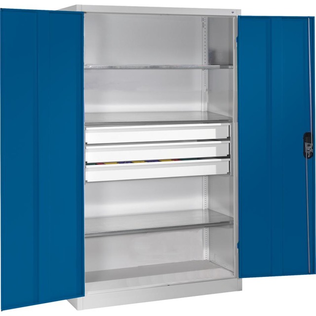 Großraum-Werkzeugschrank (RAL 7035/5010), 3 Schubladen mittig Produktbild img1 L