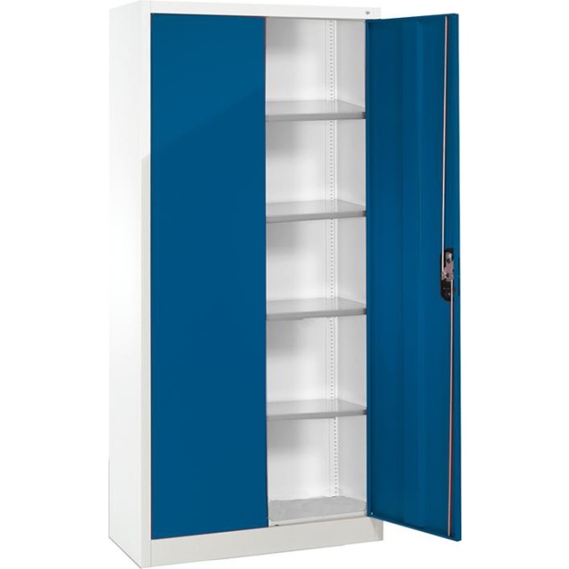 Büro-Flügeltürenschrank (RAL 7035/5010) mit 4 verstellbaren Einlegeböden Produktbild img1 L
